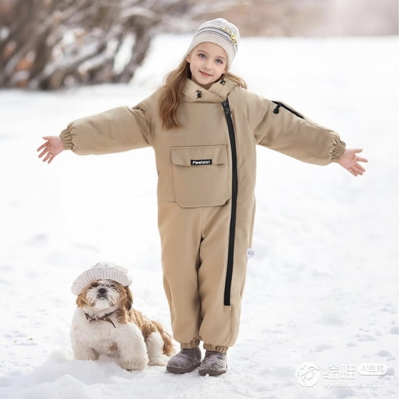 EnJoCho Sno𝗐 Suit for Kids Girls Boys 𝖶aterproof Windproof Snowsuit Fleec𝖾 Lined Hooded Ski Suit Winter Outdoor Suits