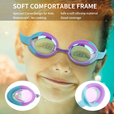 CSHIDWORLD KIDS SWIM GOGGLES 3-15, DESIGN, 2 PACK SWIMMING GOGGLES NO LEAKING ANTI FOG KIDS GOGGLES FOR BOYS GIRLS
