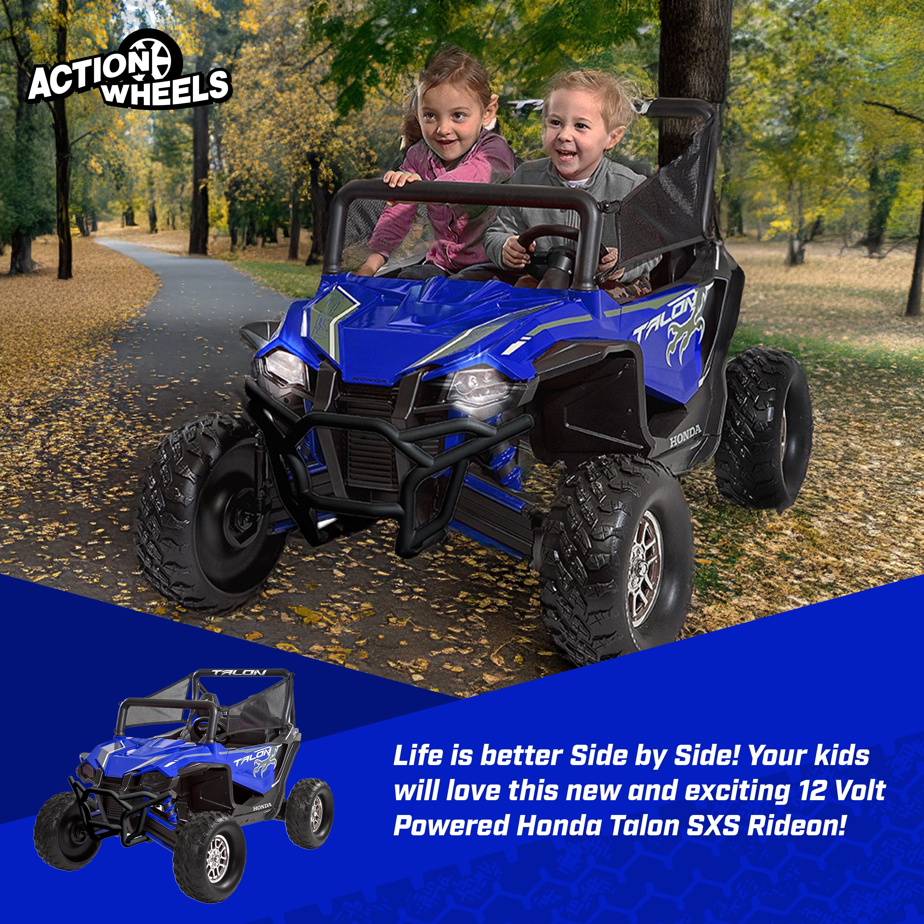 Honda Talon UTV 12-Volt Battery-Powered Ride-On Toy, Black/Red, 1 Count – Officially Licensed