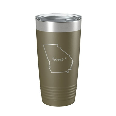 

Georgia Tumbler Home State Travel Mug Insulated Laser Engraved Map Coffee Cup 20 oz Olive Green