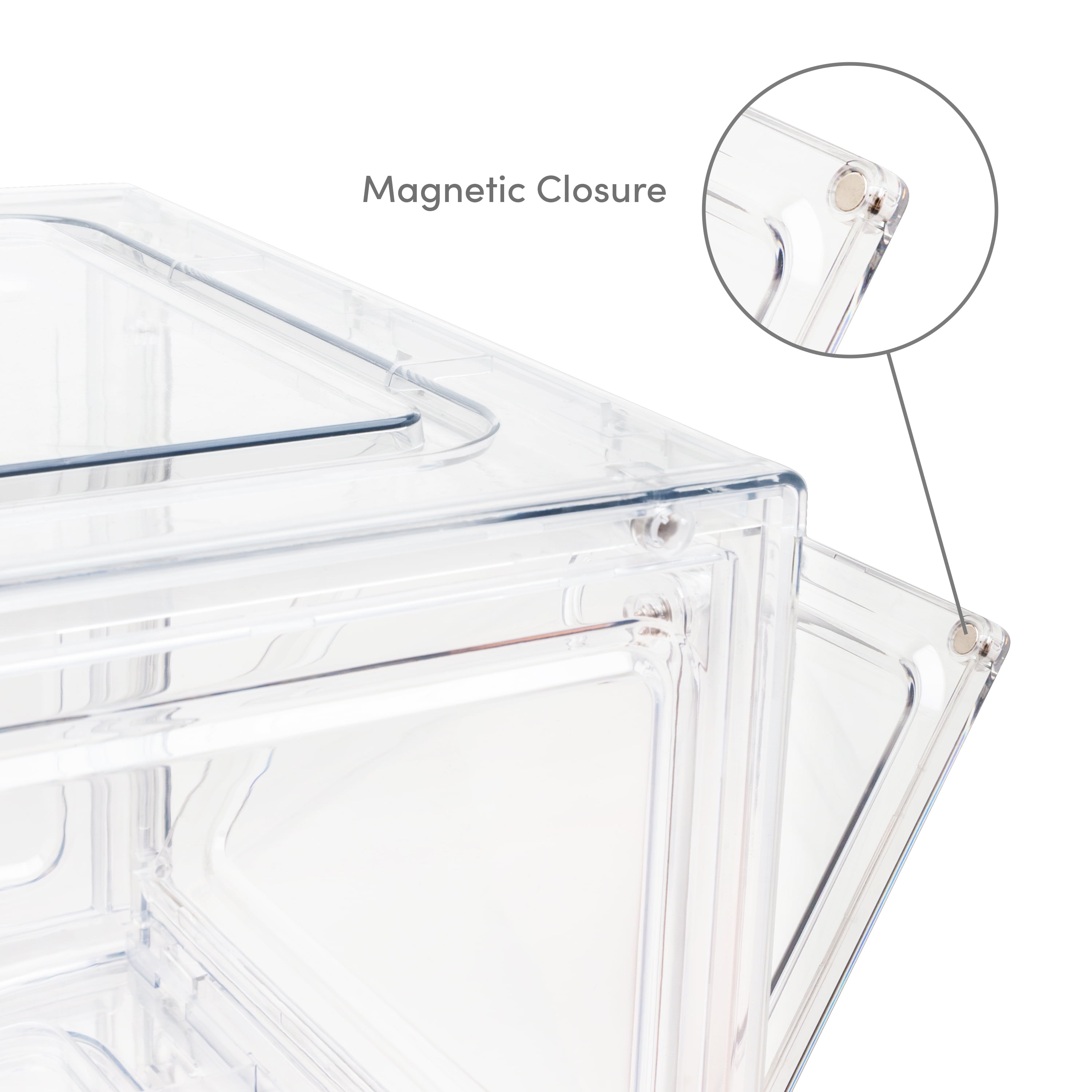 Qualiazero Stackable, Double Magnetic Doors, Organizer & Shoebox, Clear, 8-pack