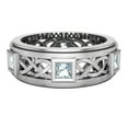 thumbnail image 4 of Wedding Bands for Men 9 MM Princess Cut Blue Topaz 14K White Gold 1.70 CTW, 4 of 5