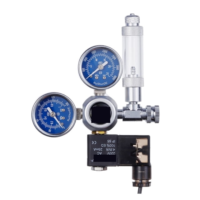 Régulateur de CO2 pour Aquarium Kit d'Élevé Solénoïde Compteur de Bulles Réservoir de Poissons Système de Contrôle de CO2 Générateur de Réacteur Réduction de Pression, Installation Facile