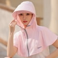 thumbnail image 6 of Unisex UV Protection Sun Hood Hat with Zipper, Full Face Neck Shoulder Cover Breathable Solid Color Sun Cap for Cycling Driving Hiking Spring Summer Pink Free Size, 6 of 6