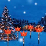 PEONAVET Holiday Solar Lights LED Christmas Solar Lights Christmas Classic Elements Shape Warm Color Mode Solar Ground Lights Holiday Outdoor Garden Yard Decoration One Tow Five