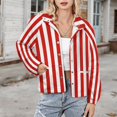 thumbnail image 3 of Jackets for Women Winter Coat Jackets Flannel Stand Collar Jacket(Aesthetic Traffic Red And White Vertical,Size:S-4XL), 3 of 7