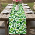 thumbnail image 4 of St. Patrick's Day Table Runner - 108 Inch Long Spring Green Lucky Irish Clovers Cotton and Linen Blended Dress Scarves Farmhouse Table Runner for Kitchen Dining, Coffee Table, 13" x 108", 4 of 8