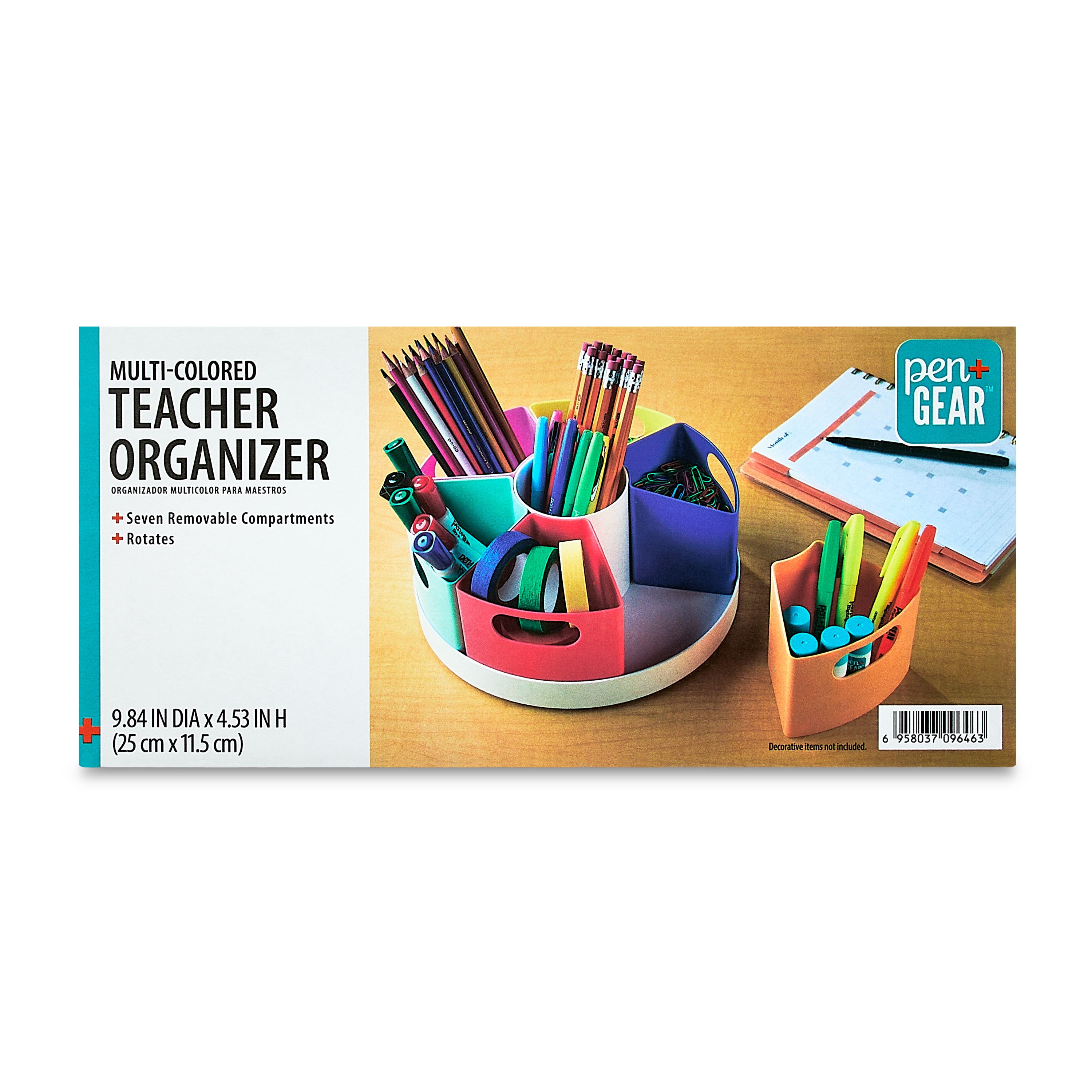 Pen+Gear Teacher Rotating Organizer, 9.84" x 4.53", Multi-Color