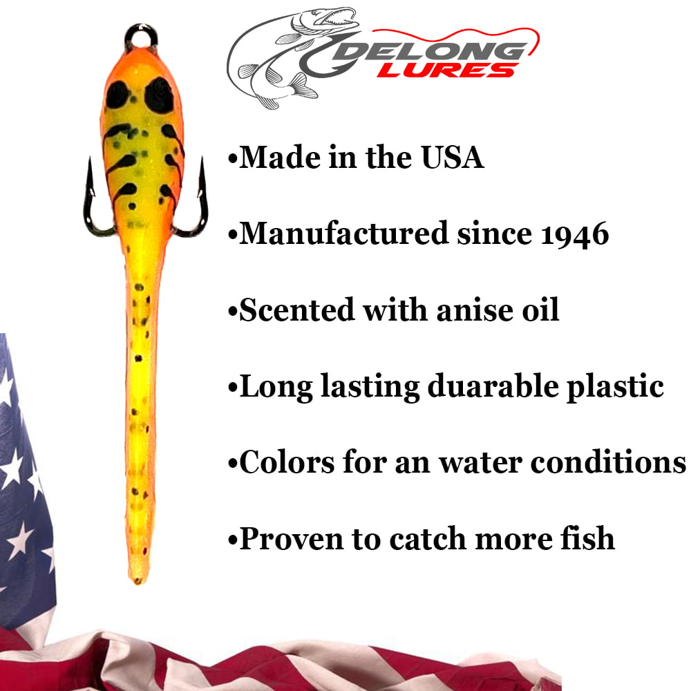  DELONG LURES - Made in The USA - Weedless 3 Tadpole Fishing  Lures for Bass, Crappie, Bluegill, and Trout, Life Like Fishing Bait  Scented Prerigged Fishing Gear Fishing Lures (Black) 