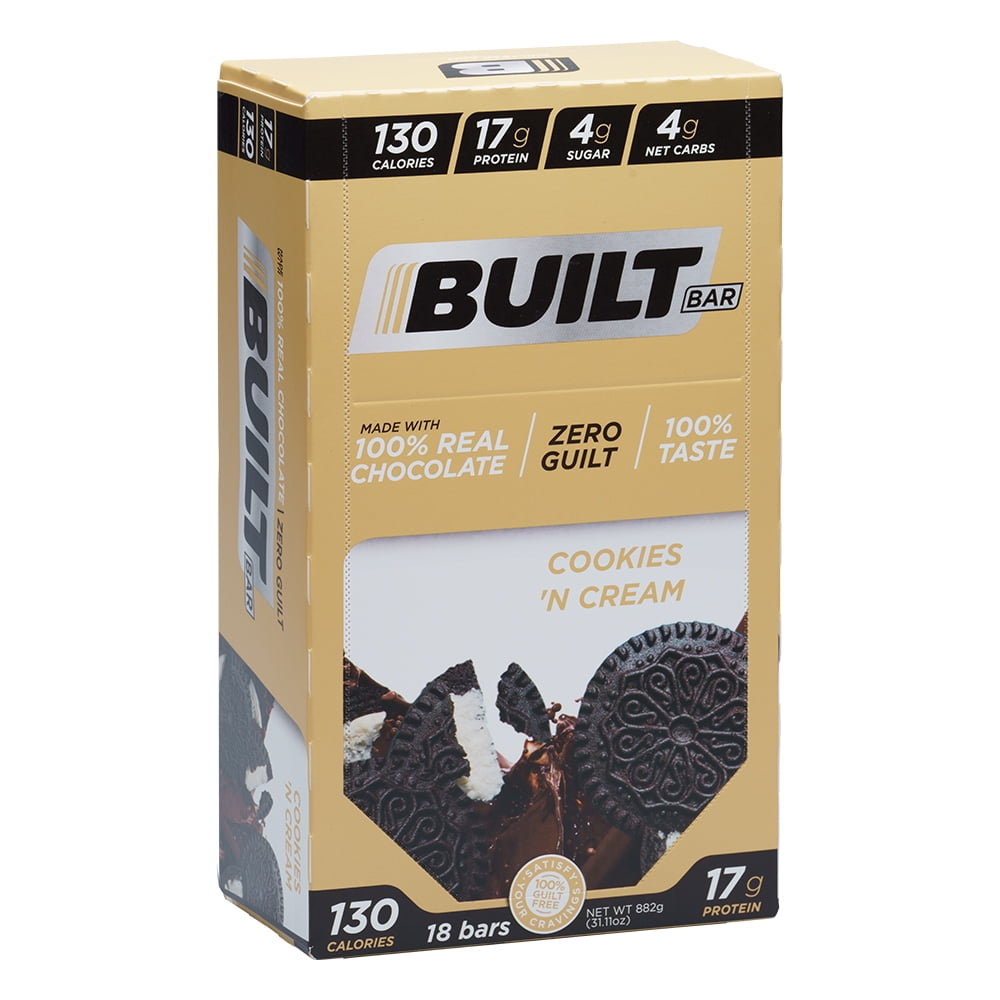 Built Bar 18 Pack Protein and Energy Bars Gluten Free High in Whey