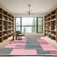 thumbnail image 2 of ODIKA 3'x5' Machine Washable Non-Slip Area Rug, Geometric Black High Traffic Rug, Pink, 1058110, 2 of 7