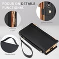 thumbnail image 3 of For Samsung Galaxy Z Fold 4/Z Fold 3 5G/Z Fold 2 Phone Case，Shockproof Luxury Leather Rugged Zipper Card Slot Cover，Wristlent Stand Case Cover, 3 of 5