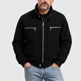 thumbnail image 2 of UVEASISHA Bomber Jackets Men Stand Collar Work Jacket Durable Casual Full Zip Utility Jackets Button Hem Lightweight Jacket with Zipper Pockets Black XL, 2 of 7