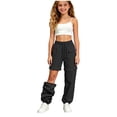 thumbnail image 2 of YWIYIUD Hiking Pants Girls Casual Clothes Zip Off Lightweight Quick Drying Pants Kids High Waistes Camping Outdoor Trousers Outdoor Camping Sweatpants with Pockets Black 13-14 Years, 2 of 4