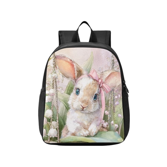 Toddler Backpack Pink Bow Bunny Art Waterproof Lightweight Backpack Casual Mini Daypack for Daycare & Travel