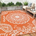 thumbnail image 6 of MeyJey 8'x10' Outdoor Rugs for Patio, Patio Rug Waterproof RV Mats, Plastic Straw Camping Area Rug for Indoor Porch Balcony Beach Mat, Orange, 6 of 6