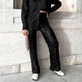 thumbnail image 1 of Pantalones Pantalones sueltos con purpurina para mujer, pantalones largos con lentejuelas brillantes, pantalones de pierna larga para fiesta Kuymtek Negro L para Mujer, 1 of 8
