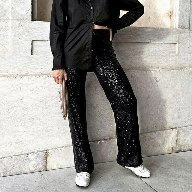 Lentejuelas Outfit Pantalon Negro Brilloso Pantalón Negro Looks