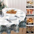 thumbnail image 2 of Autumn Blue Pumpkin Round Tablecloth Fall Leaves Blue Plaid Harvest Table Cloth 60 Inch Gray Pumpkin Thanksgiving Table Cover Reusable Polyester for Kitchen Dining Home Outdoor Decoration, 2 of 7