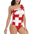 thumbnail image 3 of Goofa Red Cross 1 Pattern Women's One Piece Swimsuits Tummy Control Bathing Suits Asymmetric One Shoulder Swimwear-X-Large, 3 of 6