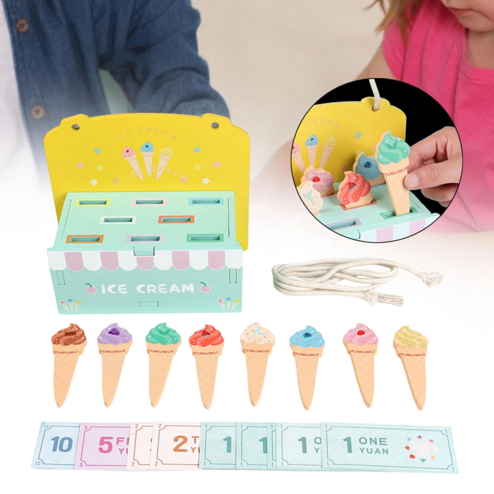 Heladería De Madera Con Accesorios Y Conos – Juego De Simulación De Tienda De Helados, Educativo Y Creativo Para Niños De 3 A 6 Años