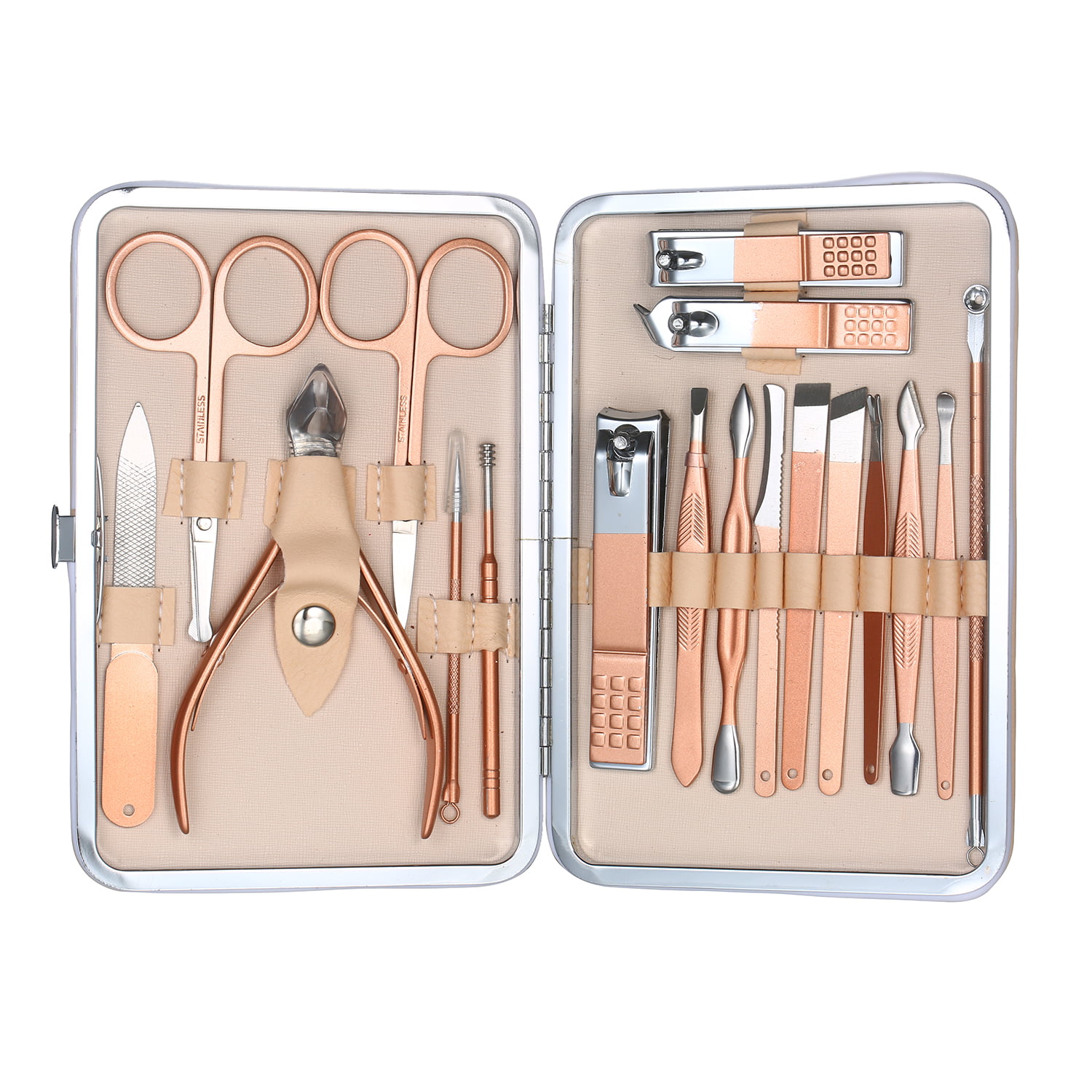 Grooming Set 2 brushes in a leather case vintage small travel kit