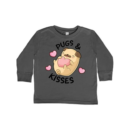 

Inktastic Valentines Day Pugs & Kisses with Hearts Gift Toddler Boy or Toddler Girl Long Sleeve T-Shirt
