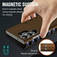 thumbnail image 5 of Allytech Magnetic Case for Samsung Galaxy S24, Support Wireless Charging, Card Slot & Kickstand, [Comfortable Touch] Luxury PU Leather Anti-Fingerprint Shockproof Oil-Proof Flip Case - Brown, 5 of 7