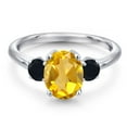 thumbnail image 3 of Gem Stone King 925 Sterling Silver Yellow Citrine and Black Onyx Engagement Ring for Women | 1.94 Cttw | Oval 9X7MM | Gemstone November Birthstone | Size 6, 3 of 6