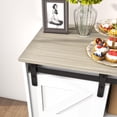 thumbnail image 4 of SSyao Bar Cabinet with Barn 2 Sliding Doors Buffet Farmhouse Storage Cabinet TV Stand (White Body Natural Top), 4 of 10