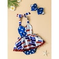 thumbnail image 3 of Genuiskids Newborn Baby Girl 4th of July Romper Halter Backless USA Flag Stars Striped Tutu Skirt Independence Day Outfit Summer Clothes, 3 of 9