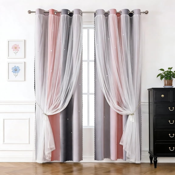 Park Avenue Collection Rainbow - Single Grommet Panel - 52x63 Pink main image 1