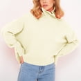 thumbnail image 1 of Pull pour Femmes Couleur Unie Pulls pour Femmes Mode Col Haut Pull Tricoté Grand Col Rond Haut Tricoté, 1 of 5