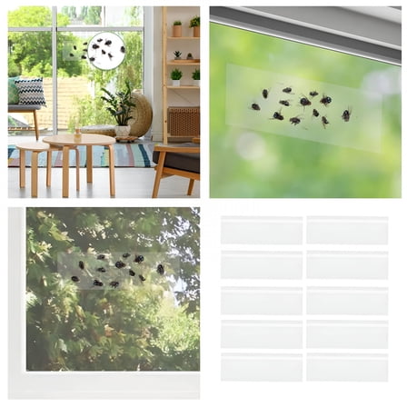 BPPEG Window Fly Traps for Indoors, 50Pcs Fly Paper Sticky Strips, Fly Catcher Trap Tape Clear Window Fly Traps, Sticky Glue Traps for Home, House Waterproof Fly Killer Lady Bug Traps