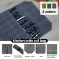 thumbnail image 2 of 7 Slot Chef Knife Roll Bag Waxed Canvas Kitchen Tool Storage Pocket Bag Outdoor Camping Picnic Portable Knife Bag Organizer (green), 2 of 6