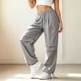 thumbnail image 5 of Women Quick Dry Casual Sweat Pants, Elastic Drawstring High Waist Wide Leg Trousers, Lightweight Breathable Joggers for Sports Street Daily Wear Gray S(S), 5 of 6