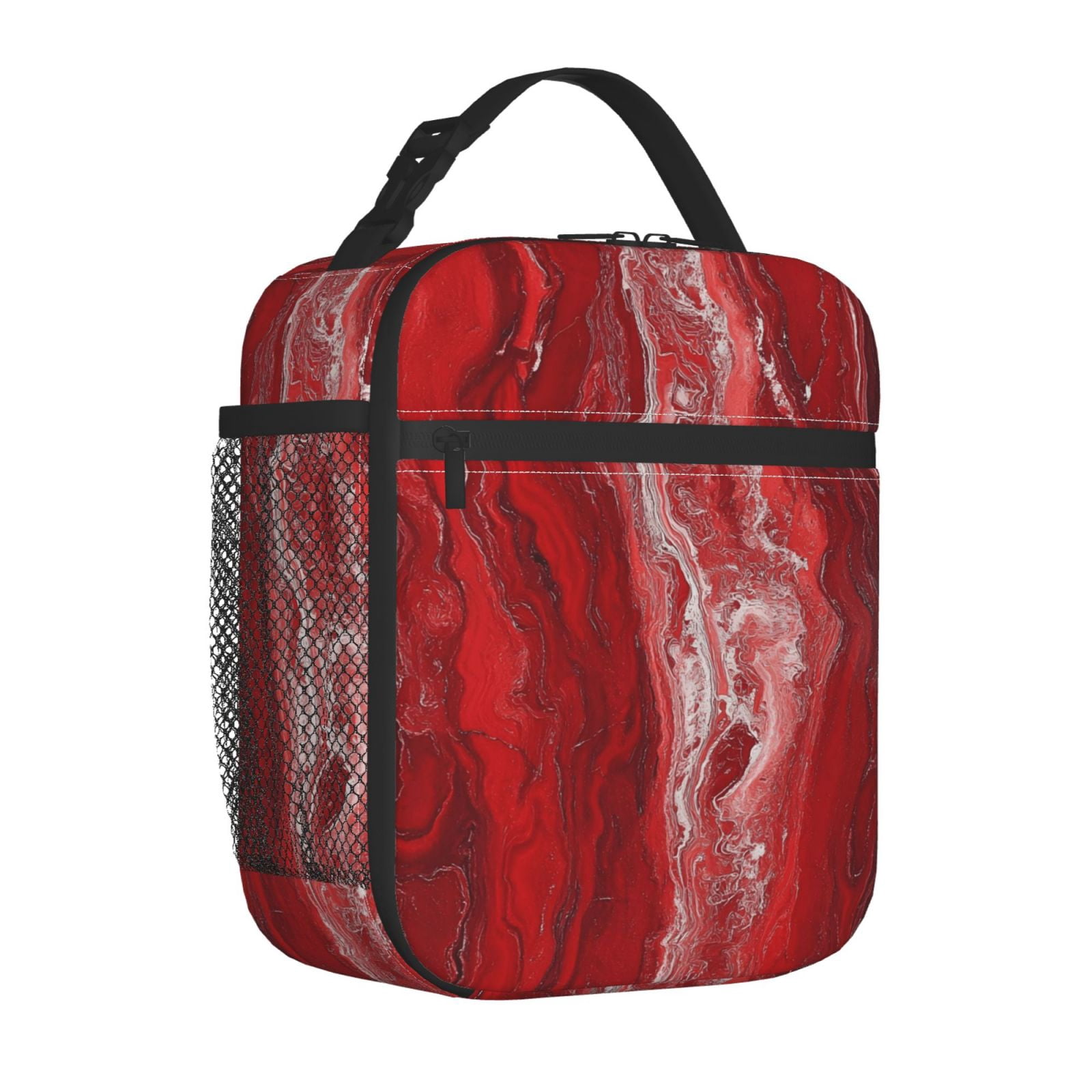 Lunch Bag For Women Men Lovely Lunch Tote Bags Reusable Insulated Lunch Box Large Capacity Cooler For Work Picnic Travel\r\n Red Marble_1
