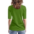 thumbnail image 4 of Sillenn Basic T Shirts Half Sleeve Tee Shirts V Neck Business Casual T-Shirts Basic Fit Tee 1/2 Sleeve Tops for Women Soft Casual Tee Round Neck Fitted Top Dressy Casual T-Shirts Green S, 4 of 7