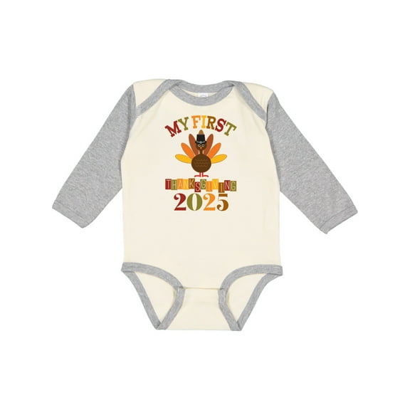 Inktastic 2025 Babys 1st Thanksgiving Boys or Girls Long Sleeve Baby Bodysuit