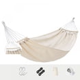 thumbnail image 2 of Hamac Double, Toile en Tissu Confortable avec Conception Anti-Renversement pour Usage Extérieur Intérieur, Hamac Portable avec Matériau Robuste et Respirant, Convient aux Adultes et aux Enfants, 2 of 7