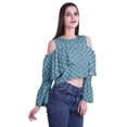 thumbnail image 3 of Moomaya Button Front Cold Shoulder Top Printed  Casual Loose Blouse Short Top, 3 of 4