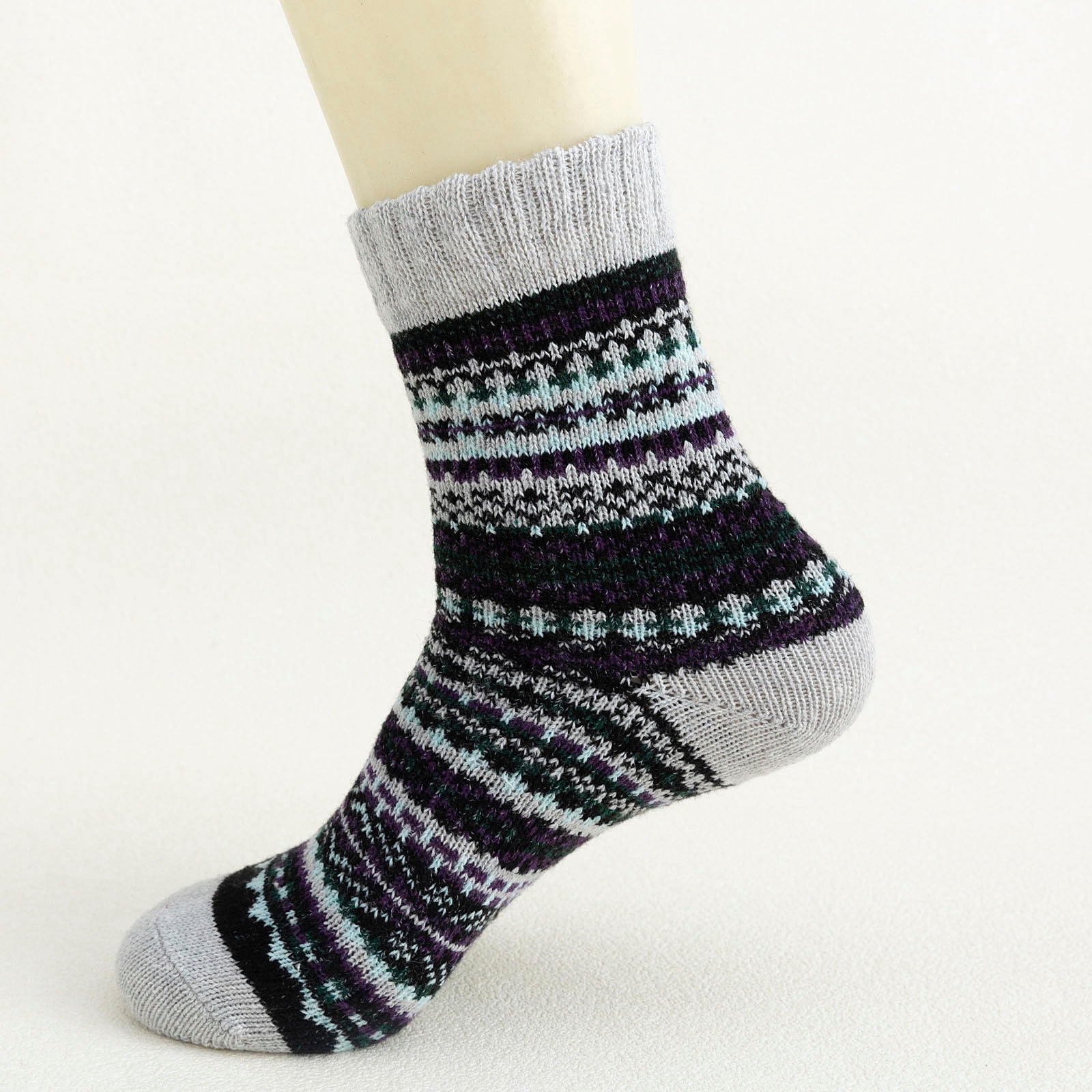 Hxshgdsn 5 Pairs Womens Stocking Stuffers Sockings Winter Gifts Wool Soft Warm Cozy Crew Socks Black,White,Gray,Wine,Blue One Size