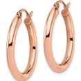 thumbnail image 3 of 14K Rose Gold 3mm Polished Hoop Earrings (26x25), 3 of 6