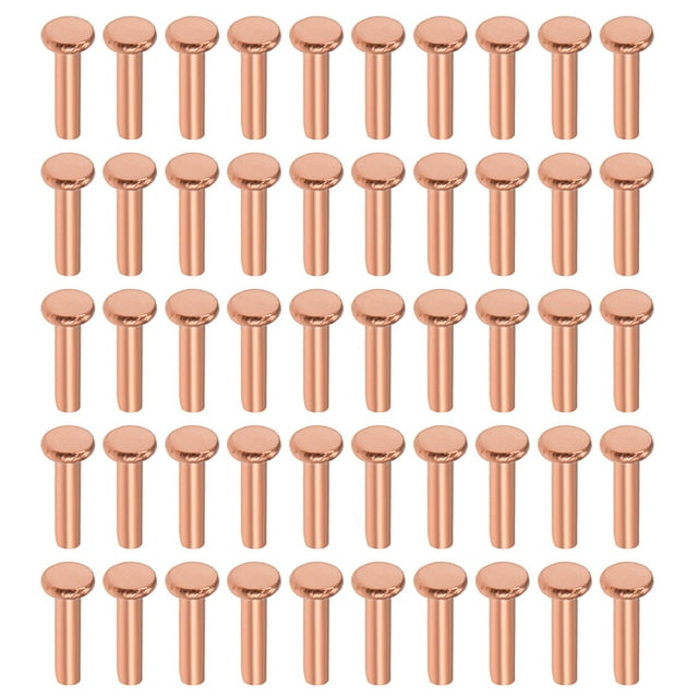 Unique Bargains 100 Pcs Boulons à Tête Plate Diamètre 3/32 Pieds 25/64 Pieds Rivets Solides en Cuivre
