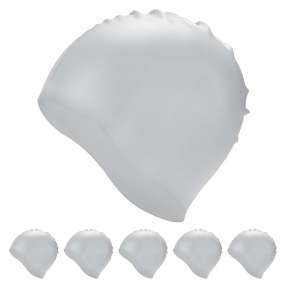 Uxcell 6-Pack Gorro de Natación de Silicona, Gorro Impermeable Antideslizante Unisex [Plateado]