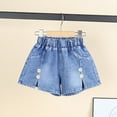 thumbnail image 2 of Sgkm Jean Shorts for Girls Embroidered Mid-Rise Girls Shorts Stylish a Line Baggy Jeans Toddler Girls Clothes, 2 of 4