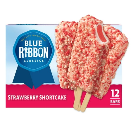 Blue Ribbon Classics Strawberry Shortcake Coated Artificially Flavored Vanilla Frozen Dessert Treat Bar, 36 fl oz, 12 Pack