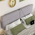 thumbnail image 5 of VECELO Queen Size Bed Frame with Charging Station, Upholstered Platform Bed Frame with Adjustable Headboard, Wooden Slats Support, No Box Spring Needed, Gray, 5 of 7