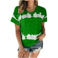 thumbnail image 2 of QUINDOS Short Sleeve Tshirt for Women Tie Dye Summer Green Women's Tops Crew Neck Trip Tops, 2 of 3