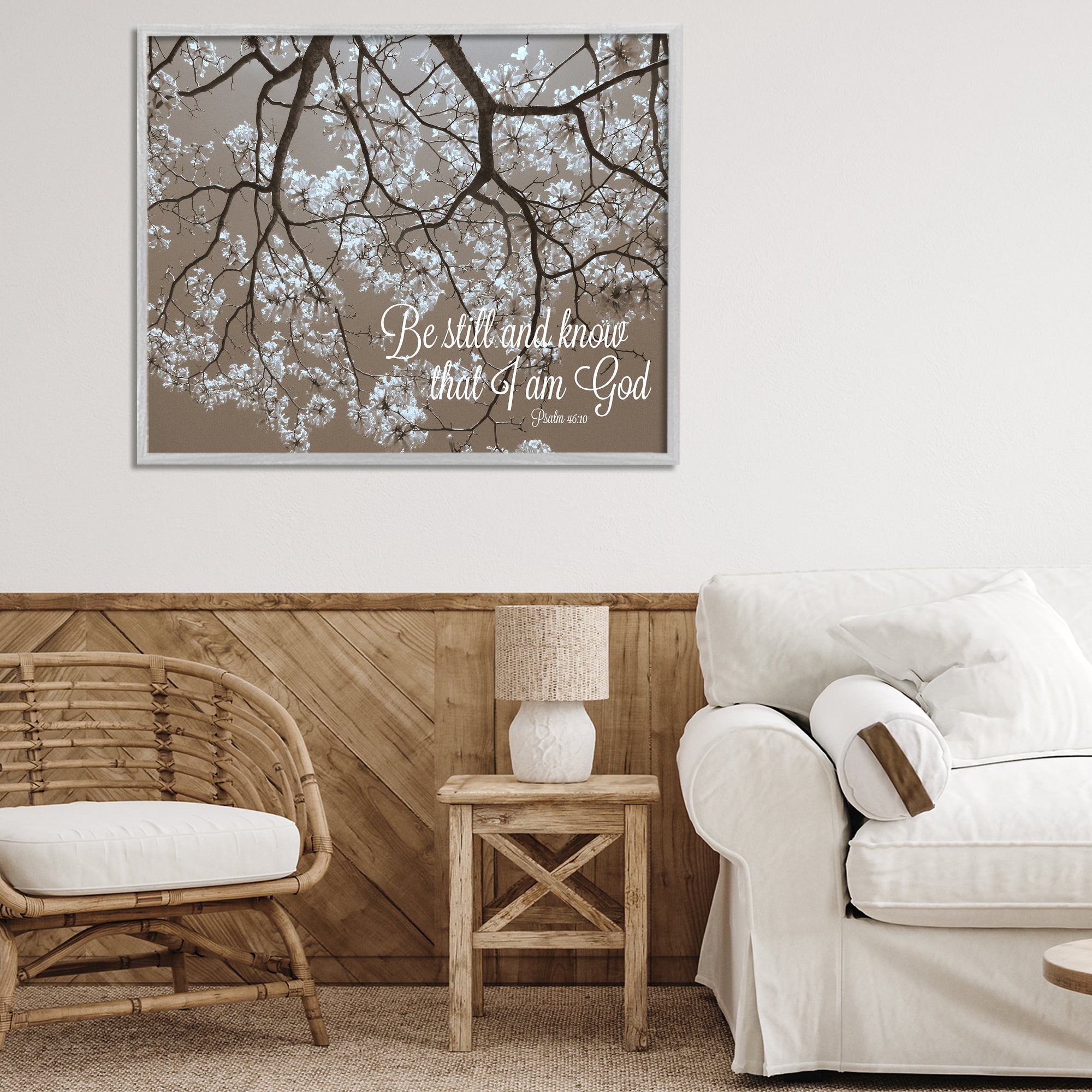 Stupell Industries Be Still Apple Blossoms Gray Framed Giclee Art, design by Gail Peck